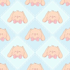 A cute pastel coquette seamless pattern featuring soft ribbons, bows, hearts, and delicate decorative elements. Perfect for gift wrapping, scrapbook paper, stationery design, textile prints, and girly