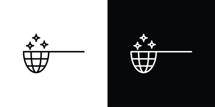 Butterfly catcher icon design element. Linear style vectors