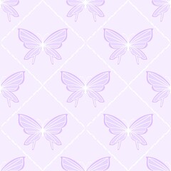 A cute pastel coquette seamless pattern featuring soft ribbons, bows, hearts, and delicate decorative elements. Perfect for gift wrapping, scrapbook paper, stationery design, textile prints, and girly