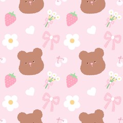A cute pastel coquette seamless pattern featuring soft ribbons, bows, hearts, and delicate decorative elements. Perfect for gift wrapping, scrapbook paper, stationery design, textile prints, and girly