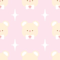 A cute pastel coquette seamless pattern featuring soft ribbons, bows, hearts, and delicate decorative elements. Perfect for gift wrapping, scrapbook paper, stationery design, textile prints, and girly