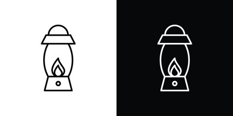 Camping lantern icon design element. Linear style vectors © Win