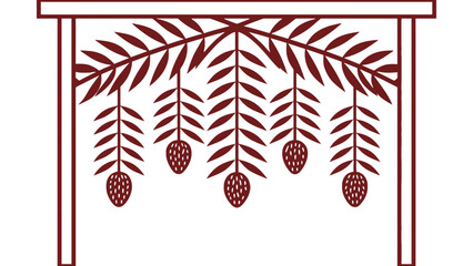Decorative illustration of brown branches and pinecones on a frame