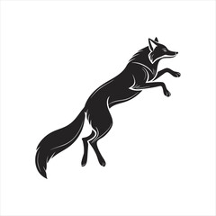 Fototapeta premium Elegant Jumping Fox Silhouette Illustration