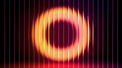 Abstract light circle refracted through vertical glass. Modern background with colorful gradient and optical effect for technology and design concepts.
