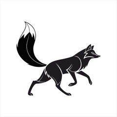 Elegant Walking Fox Silhouette Vector Illustration