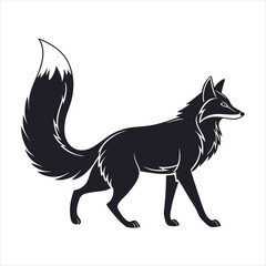 Fototapeta premium Black Silhouette Fox Illustration