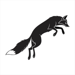 Jumping Fox Silhouette Vector Illustration