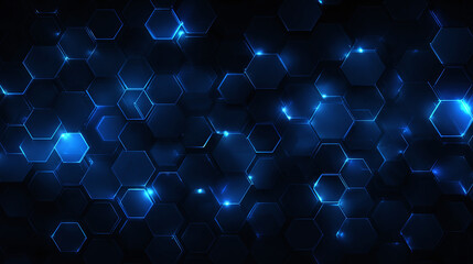 Abstract blue glowing hexagonal pattern, showcasing a digital technology concept