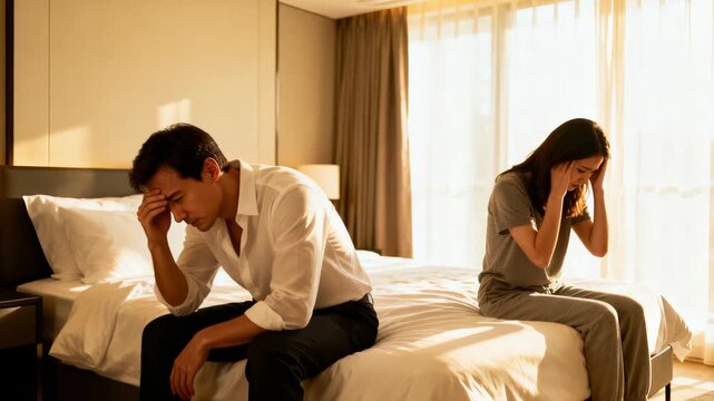 Silent grief between partners during sorrowful farewell moment