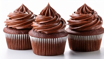 irresistible moist chocolate cupcakes on a white background