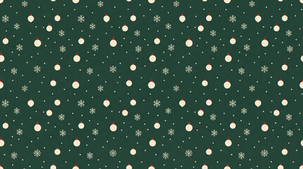 Green Christmas background with snowflakes and christmas trees,seamless pattern of christmas trees and snowflakes on green background,Christmas wrapping paper, Xmas pattern with ornaments
