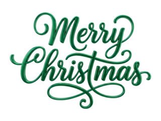 3d Shiny merry christmas calligraphy with green glossy letters