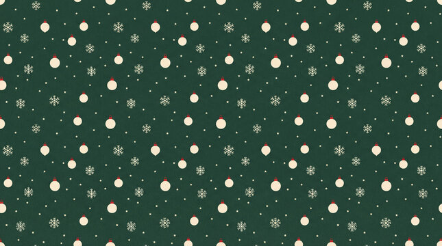 Green Christmas background with snowflakes and christmas trees,seamless pattern of christmas trees and snowflakes on green background,Christmas wrapping paper, Xmas pattern with ornaments