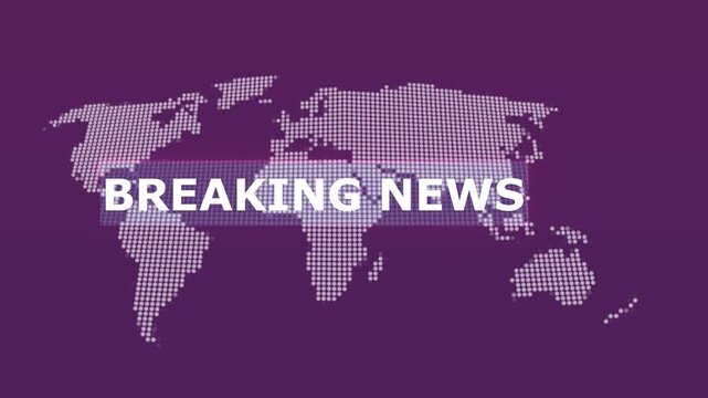 Breaking news intro animation moving text on world Map. news generic Political program. Live breaking news report. Breaking news live on world map