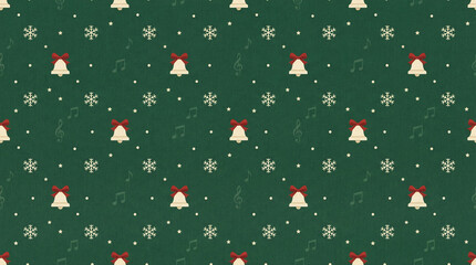 Green Christmas background with snowflakes and christmas trees,seamless pattern of christmas trees and snowflakes on green background,Christmas wrapping paper, Xmas pattern with ornaments