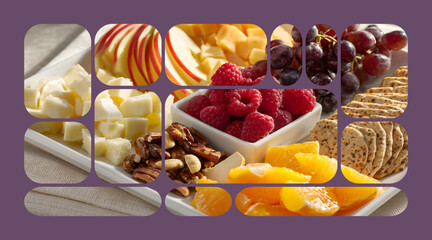 Fresh fruit, rich nuts, aromatic pastries, and soft cheese create an atmosphere of refined gastronomic pleasure. The diversity of flavors and shapes creates a visual collage, inviting a leisurely tast