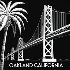 Golden Gate Bridge and Palm Trees Silhouette