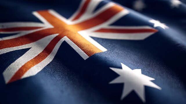 australian flag waving in the wind australia
