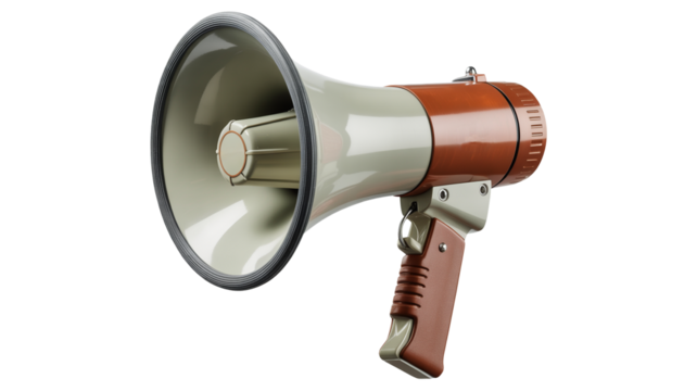Vintage megaphone for impactful announcements or urgent broadcast situations requiring clear audibility