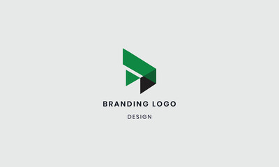 Abstract Geometric Logo with Green Triangles