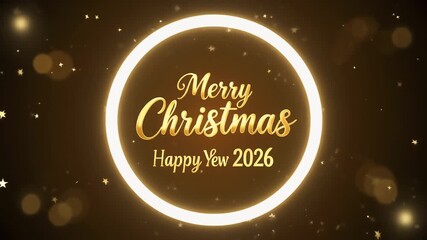 Golden Merry Christmas and Happy New Year 2026 Greeting Animation.