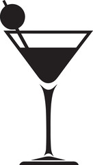 A cold blue martini cocktail glass with olives, liquid, and ice, isolated on white for a party drink