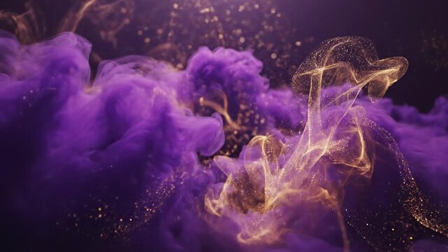 Seamlessly looping abstract background of soft flowing vibrant violet and gold energy creating a peaceful spiritual aura fluid, relaxation, tranquil