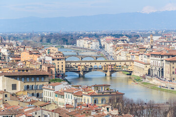 Historic Ponte Vecchio bridge over Arno River, Florence, Italy
