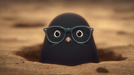 Mole moving through soil slice showing tunnels, roots, and underground network.