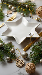 Elegant Christmas Dining Setup with Star Plate and Gold Accents