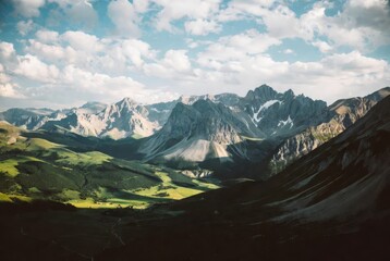  Majestic Mountain Panorama: Breathtaking mountain vista unfolds, as dramatic peaks pierce the sky, creating a scene of unparalleled natural beauty. The composition captures the raw power of nature.
