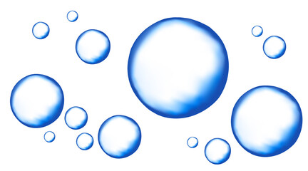 Micellar water, blue air bubble background.