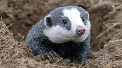 Mole moving through soil slice showing tunnels, roots, and underground network.