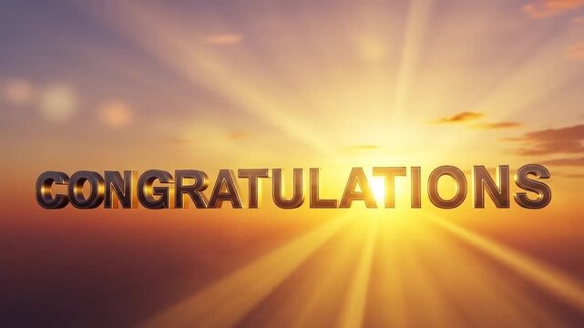 Golden sunrise congratulations animation, ideal for corporate achievements and celebrations