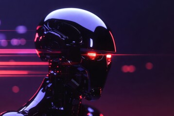 Cybernetic Sentinel: A sleek, modern robot, glows with futuristic red lights, a perfect blend of technology and artistry.