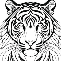 Abstract tiger face made from intersecting thin lines forming a calm expression 2