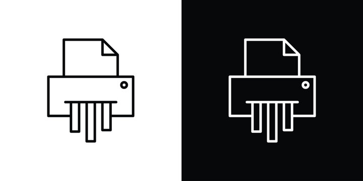 Paper shredder icon design element. Linear style vectors