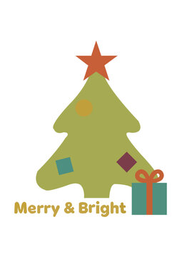 Retro 70s&ndash;80s Minimalist Christmas Tree Illustration