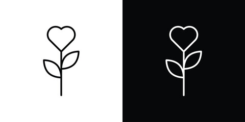 Plant heart icon design element. Linear style vectors