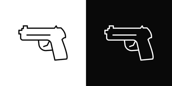 Pistol icon design element. Linear style vectors