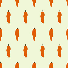 Orange chilli pepper seamless pattern on chream background