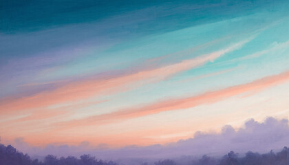 Dramatic orange and red sunset and sunrise cloudscape over a blue mountain landscape