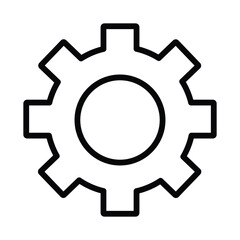 Outline gear icon representing settings, mechanics, and process isolated on white background, Vector