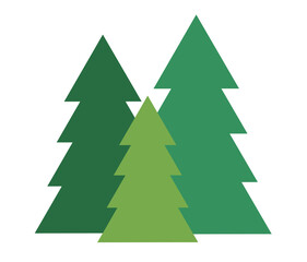 Christmas trees flat design card background. Forest. PNG illustration on transparent background