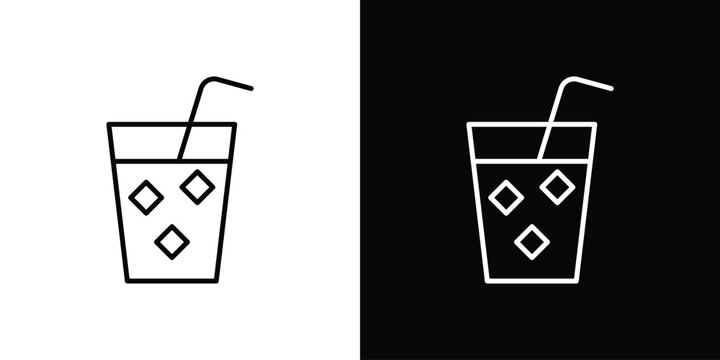 Refreshing cold drink icon design element. Linear style vectors