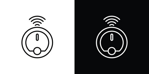 Robot vacuum cleaner icon design element. Linear style vectors