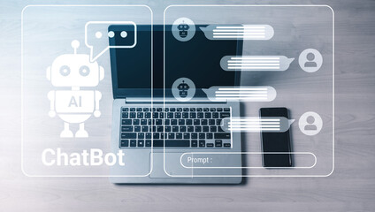 Chatbot interface representing artificial intelligence customer support and automated response system for business communication. Parse