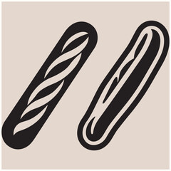 French Baguette Bread Silhouette Vector, Baguette 