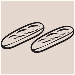 French Baguette Bread Silhouette Vector, Baguette Bread 